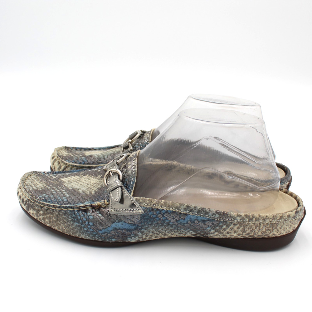 AGL Flats Size 39 Womens 9 Snakeskin Leather Horsebit Slip On Comfort Shoe Italy - Picture 2 of 9